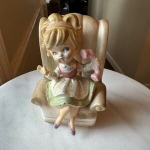 Vintage Lefton? Napco? Phone Girl in Chair MCM